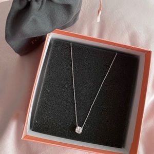 Dainty Sterling Silver Square Pendant Necklace 17inch Adjustable